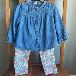 Baby Gap Denim & Floral Outfit, 18-24 months